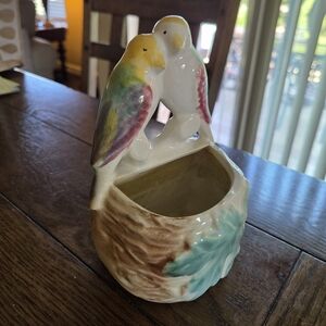 Vintage 50's Morton Pottery Lovebirds Wall Pocket Planter